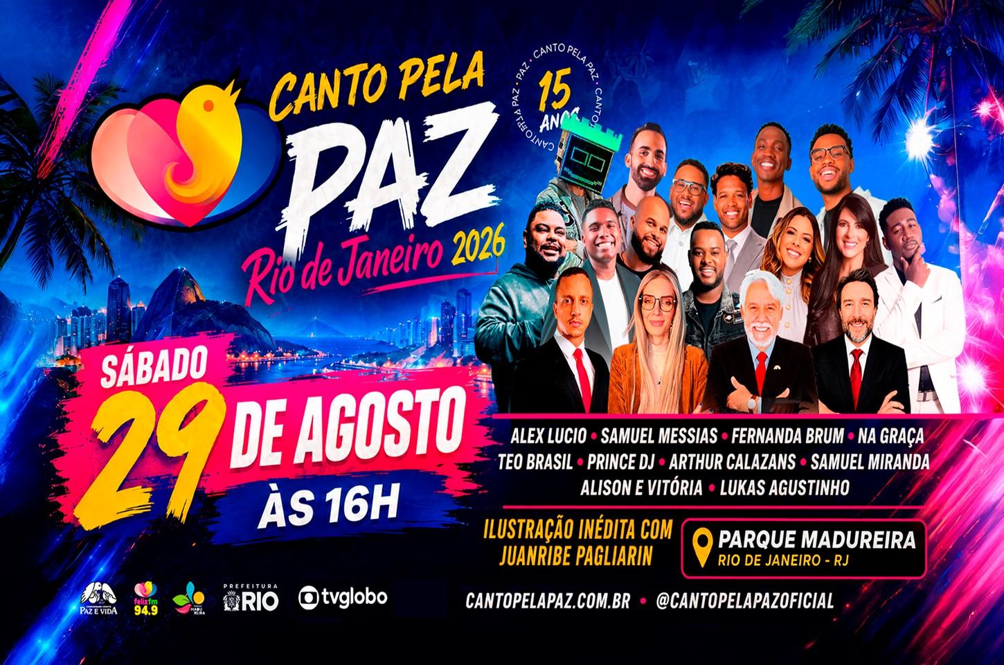 Rio de Janeiro recebe a 3ª edição do Canto Pela Paz com grandes nomes da música gospel e ação de doação de sangue